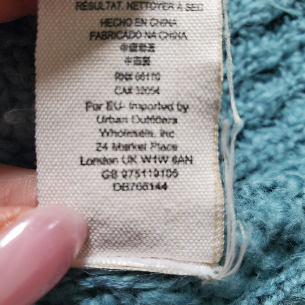 Free People Sweater Large Blue Cropped Chunky Knit Beach Oversized Slouchy - Picture 6 of 9